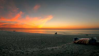Sunset over the beach at Warren Dunes State Park, Michigan