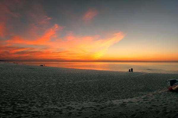 Sunset over the beach at Warren Dunes State Park, Michigan