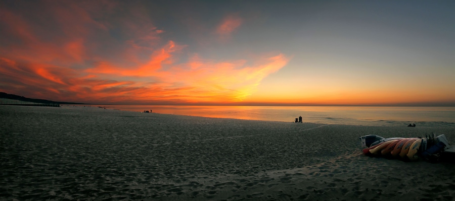 Sunset over the beach at Warren Dunes State Park, Michigan