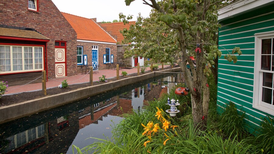 Dutch Village showing a small town or village and a river or creek