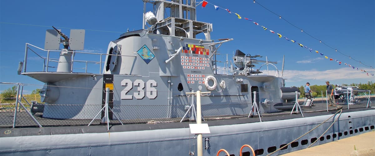USS Silversides which includes a marina and military items