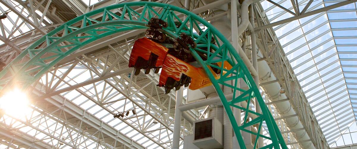 Nickelodeon Universe showing rides