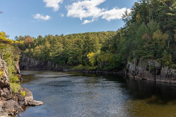 Saint Croix River National Scenic Riverway autumn views from Interstate State Park near Taylors Falls Minnesota