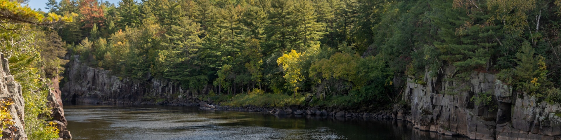 Saint Croix River National Scenic Riverway autumn views from Interstate State Park near Taylors Falls Minnesota