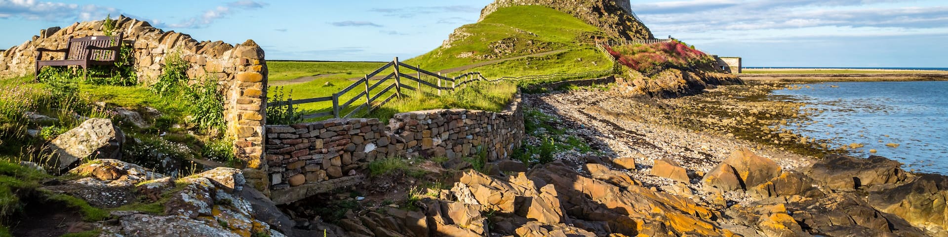 Lindisfarne Castle on the Northumberland coast, England