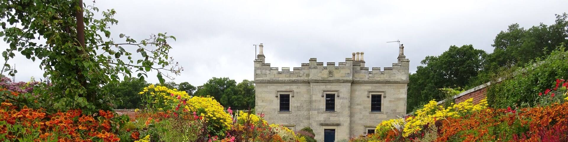 Beautiful 'hot border' in the wonderful walled garden of Floors Castle, Scotland.