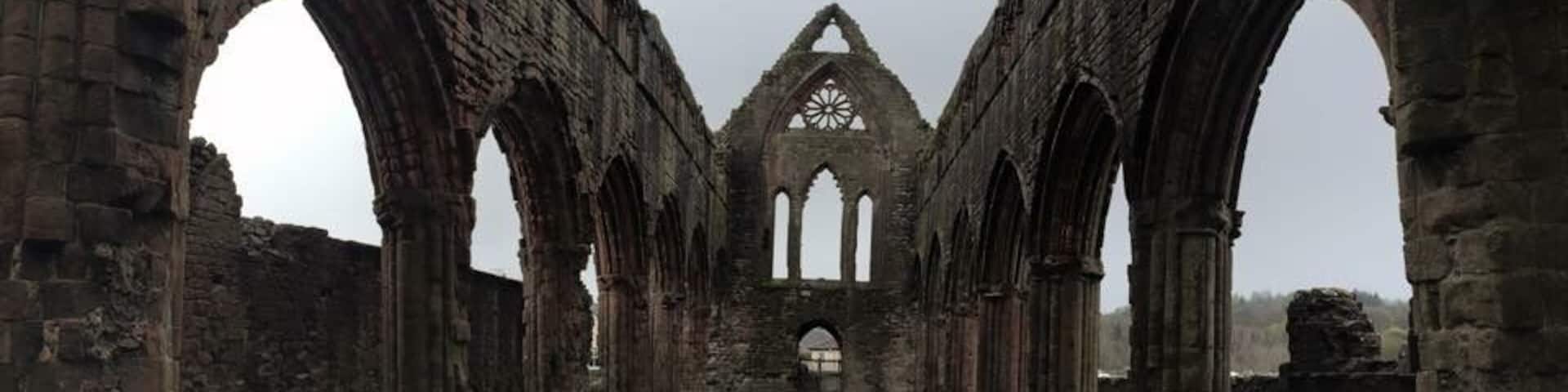 Sweetheart Abbey. Founded by the widow of King John Bailliol.