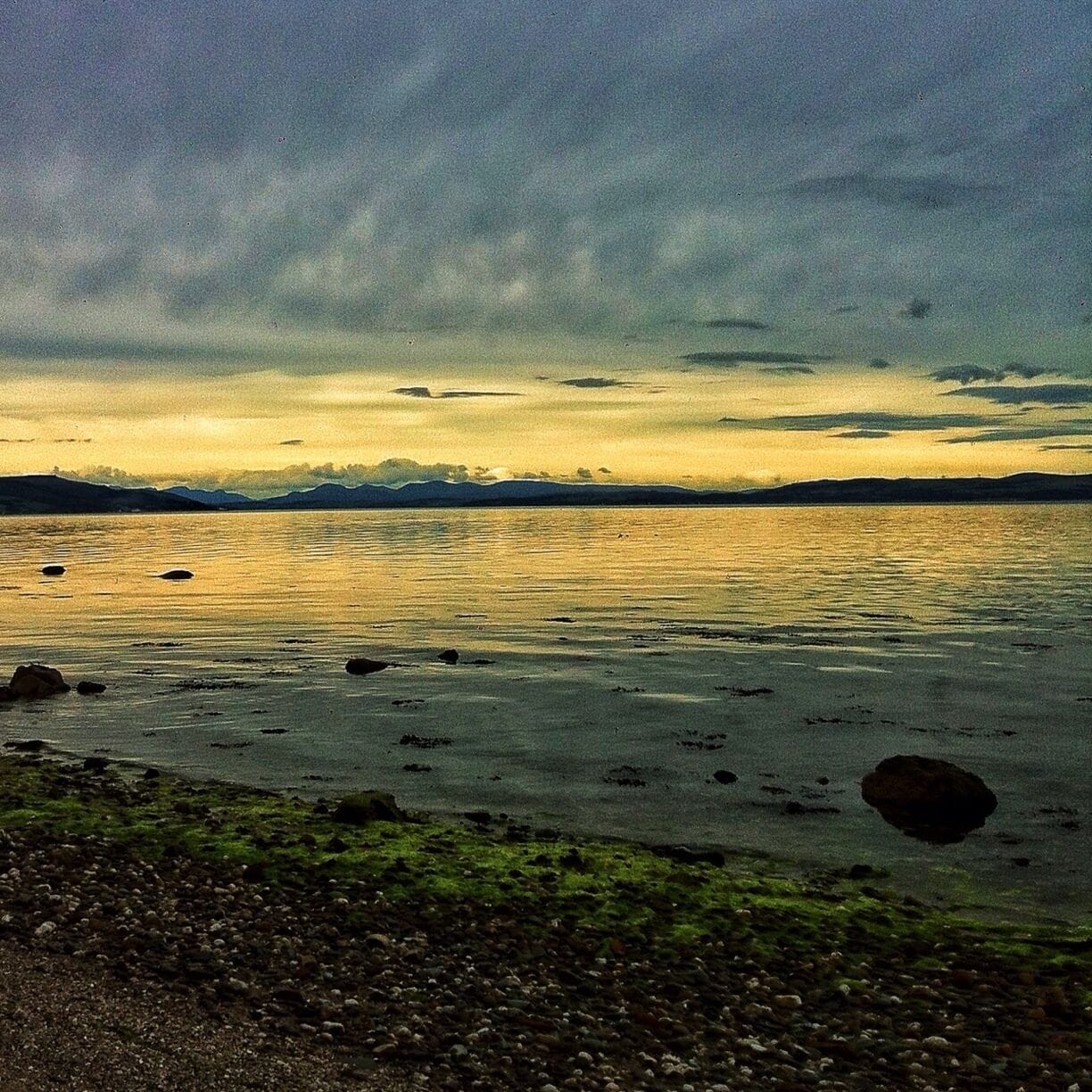 Sun beginning to go down,viewed from Isle of Bute,west coast of Scotland.             #scotland #isleofbute #beach #sea #sun