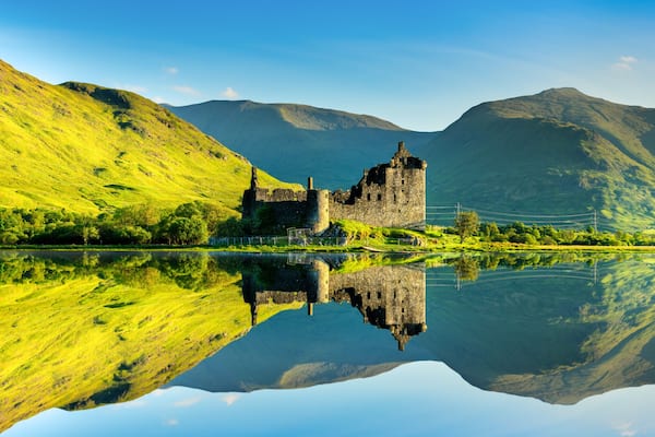 The ruins of Kilchurn castle on Loch Awe in Scotland