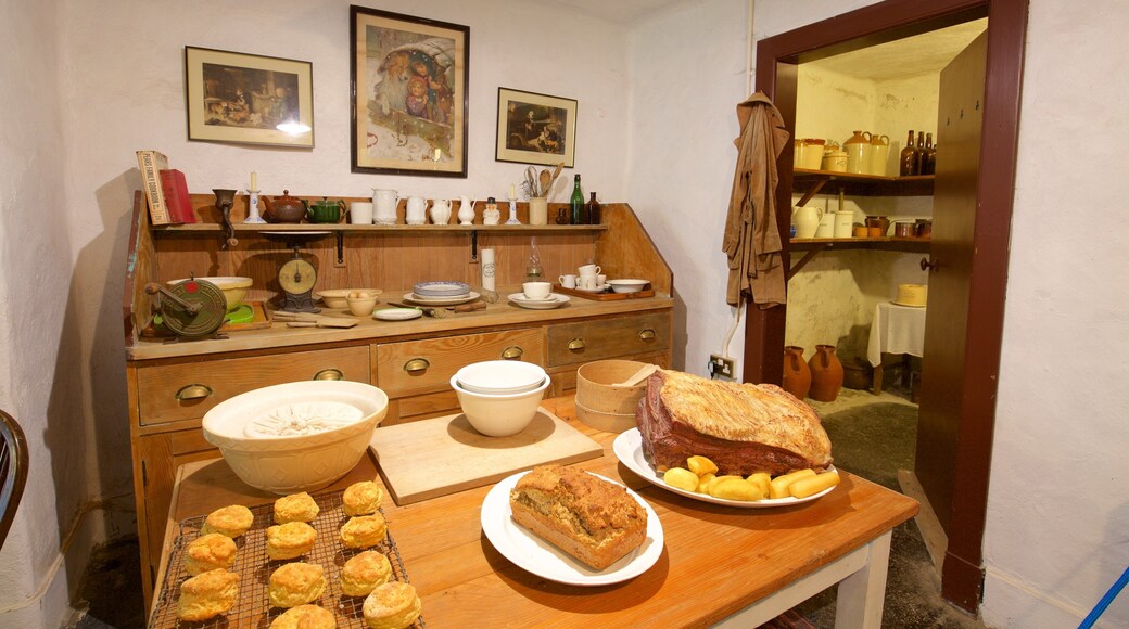 Duart Castle which includes food, a house and interior views