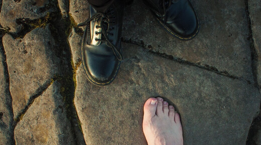 The fort of Dunadd is an iron age hilltop crag. This foot print carved into the rock was used in the coronation of the Kings of the Gaels from 500AD!