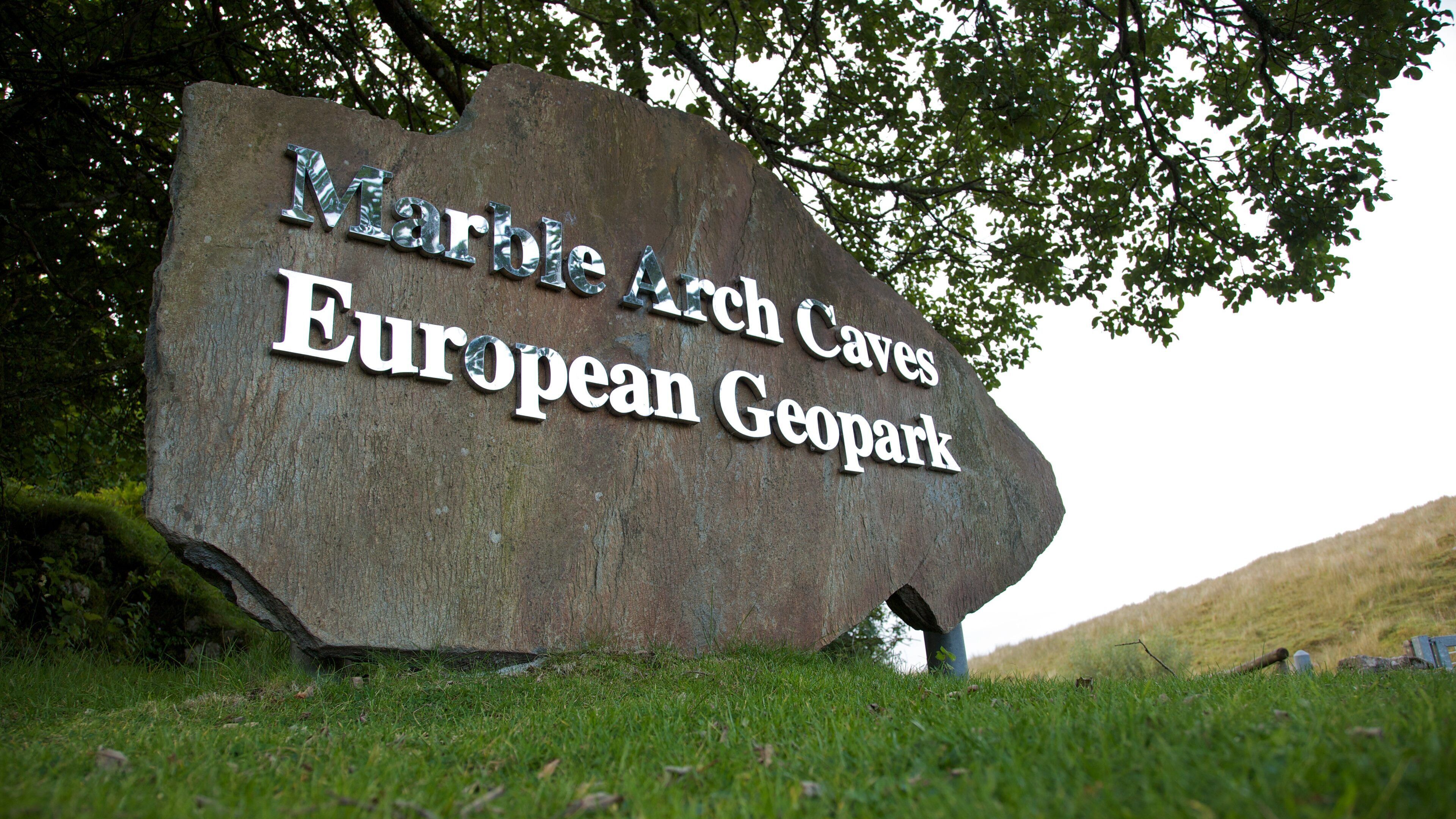 Enniskillen showing signage and a garden