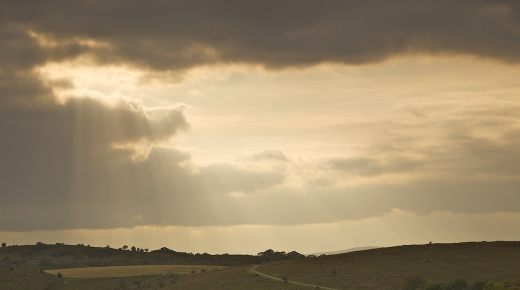 Marble Arch Caves showing landscape views, tranquil scenes and a sunset