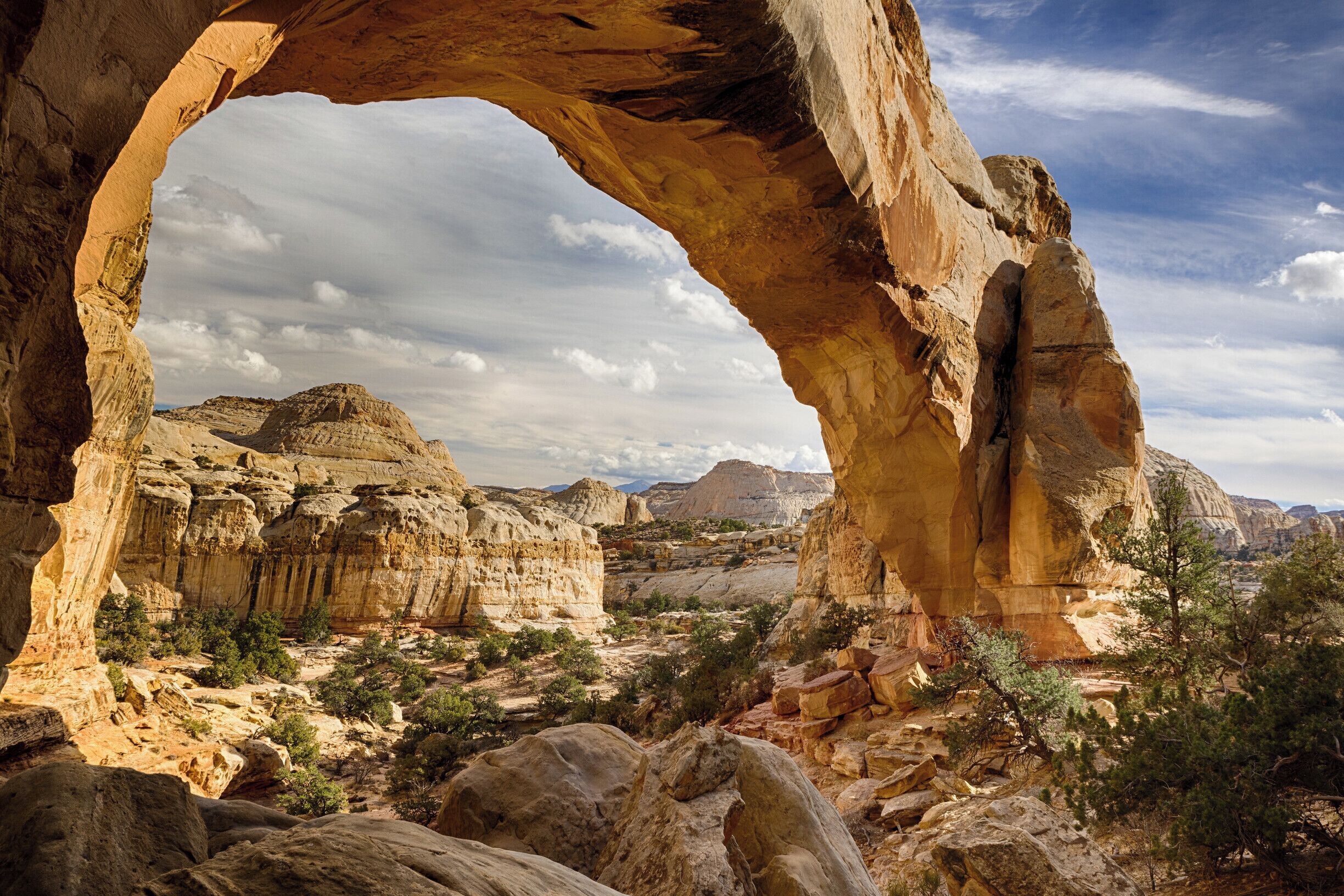 Hickmans Bridge,  Capitol Reef.  This is one of the most remote national parks,  the least polluted.. hope it stays that way. 