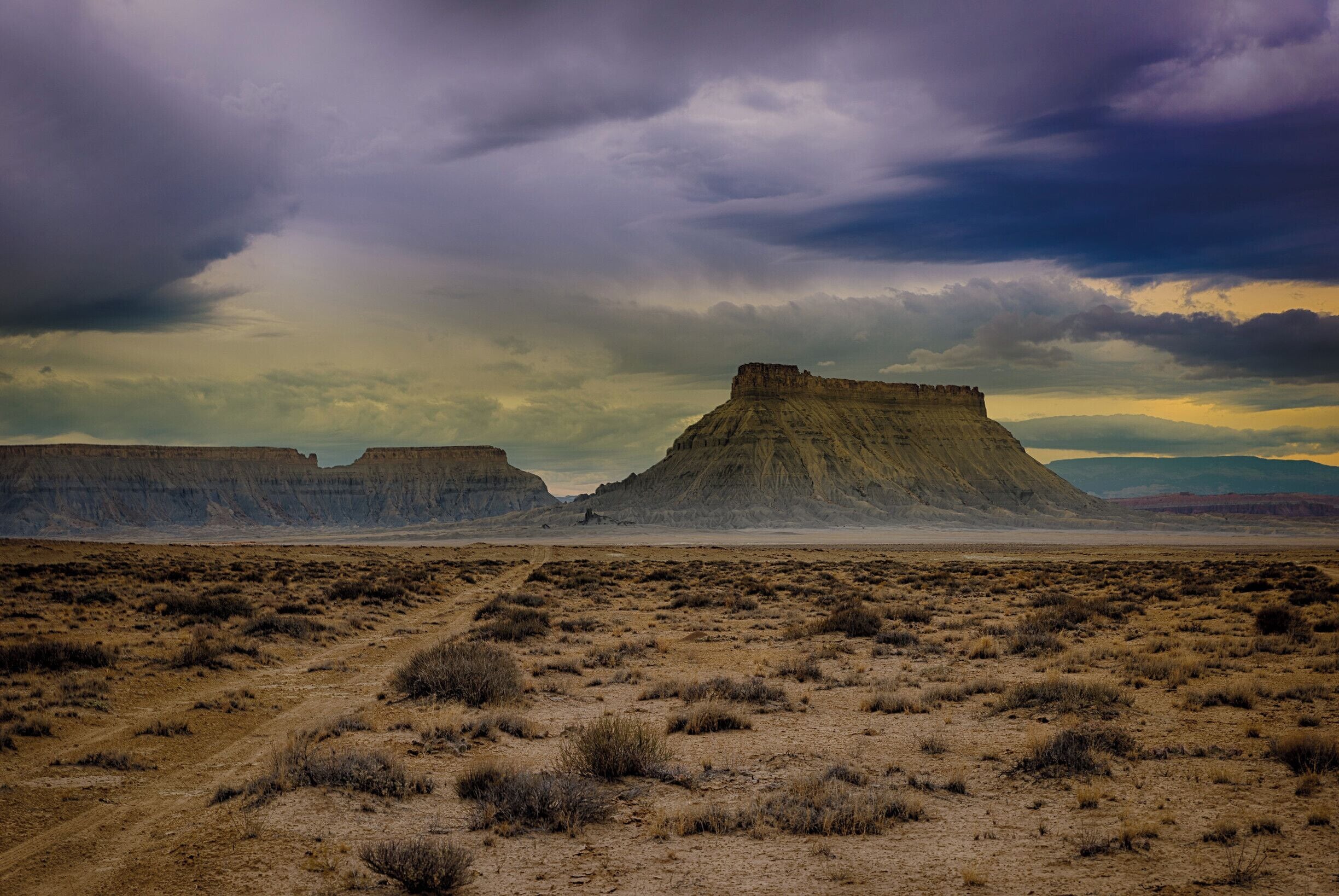 Factory Butte...around 20 miles east of capitol reef national park in BLM lands. This was just before a sand storm...