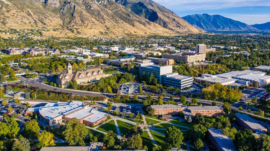 Downtown Provo BYU Campus Aerial 2