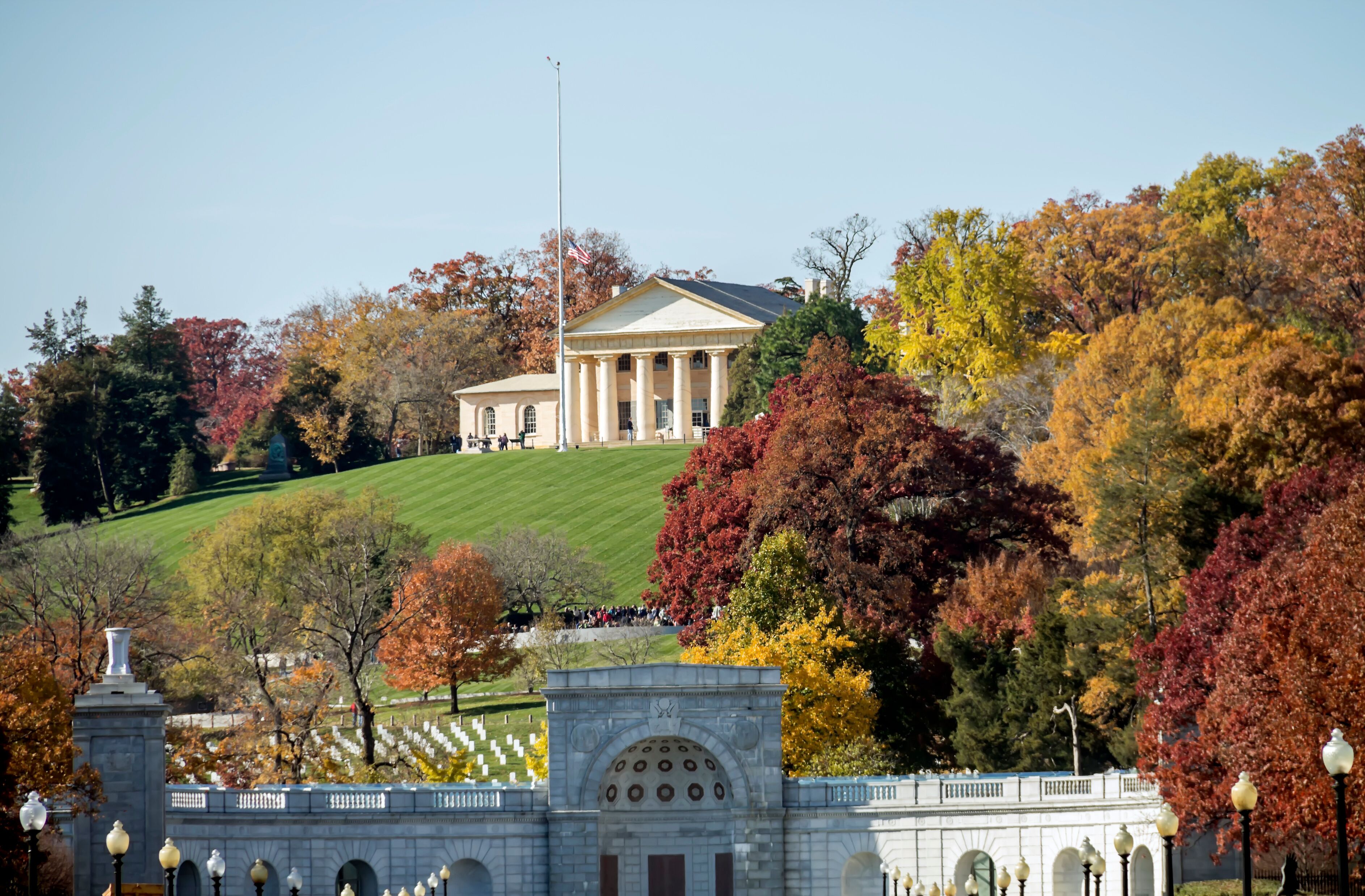 Arlington Cemetery Memorial Entrance and former home of Robert E. Lee Virginia ,at Fall 