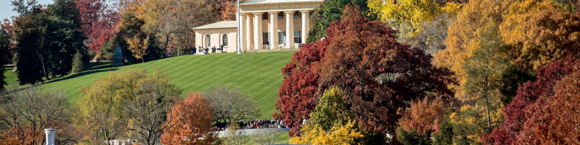 Arlington Cemetery Memorial Entrance and former home of Robert E. Lee Virginia ,at Fall