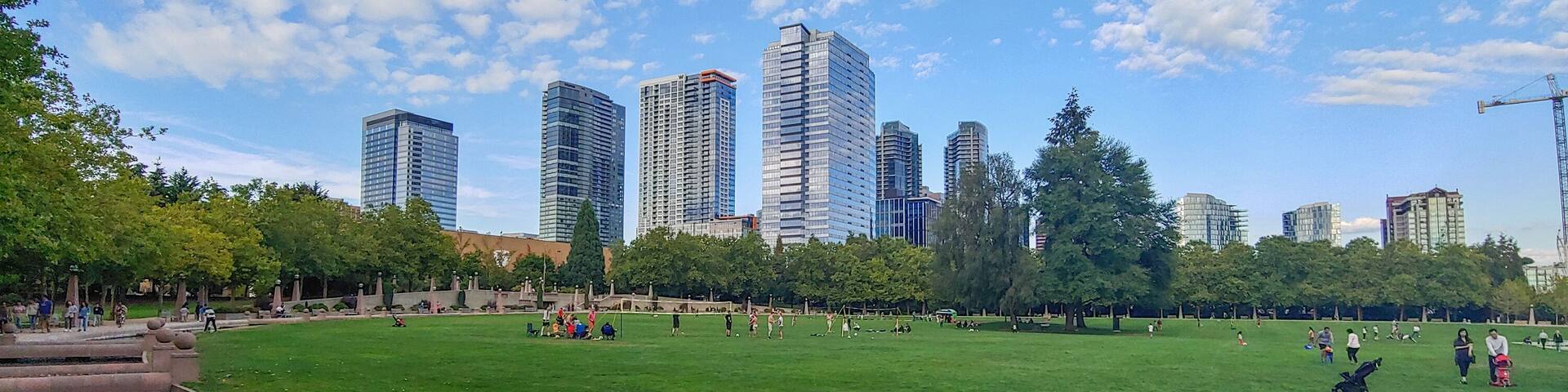Bellevue Downtown Park is park located in the heart of downtown Bellevue, WA. The park was designed for passive and unstructured use, and as a respite from the activities of busy urban life.