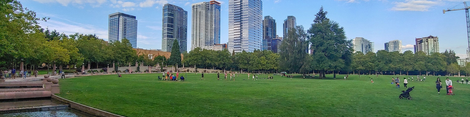 Bellevue Downtown Park is park located in the heart of downtown Bellevue, WA. The park was designed for passive and unstructured use, and as a respite from the activities of busy urban life.
