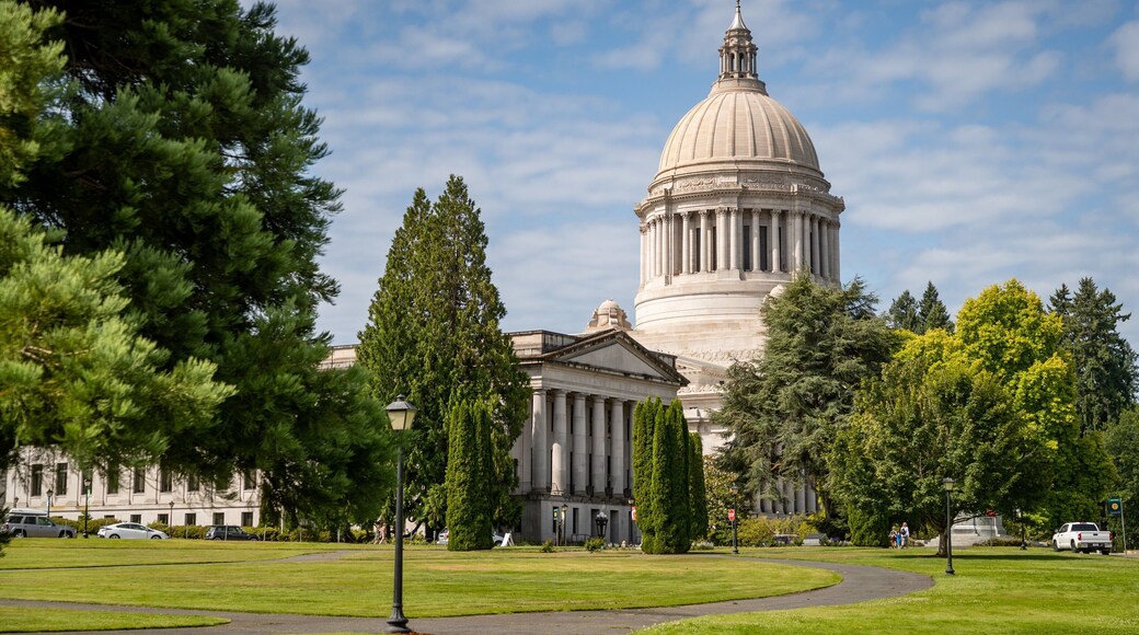 Washington State Capitol which includes an administrative buidling, a garden and heritage architecture