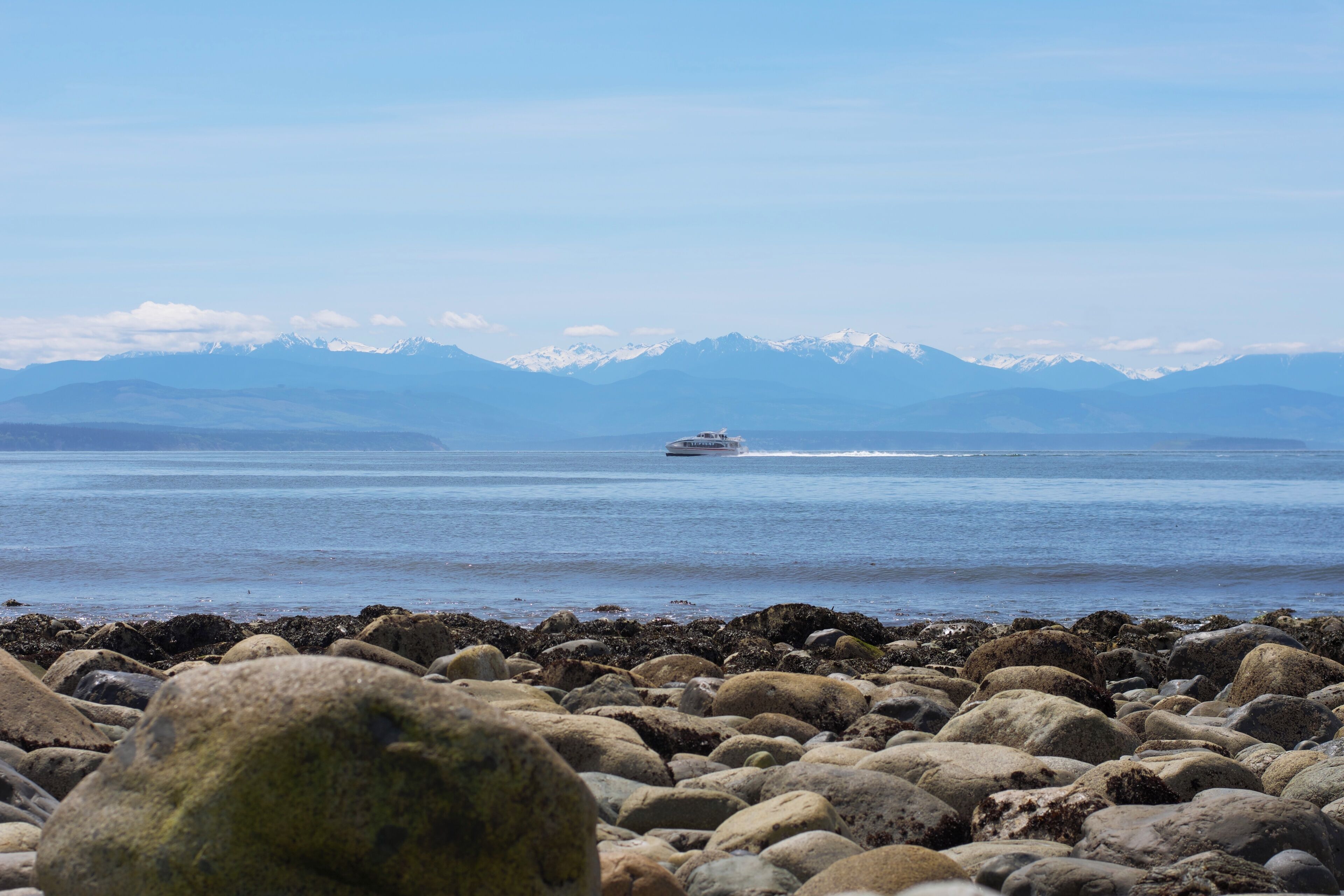 Whale watching boat off Fort Ebey State Park.