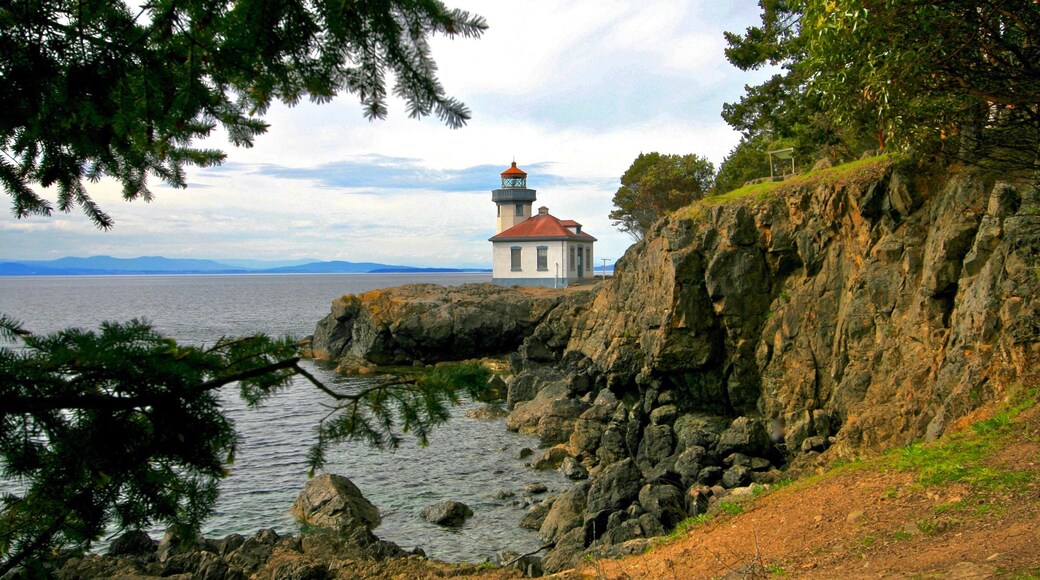 While driving around San Juan Island in Washington, Lynn and I stopped in Lime Kiln State Park. The park is known for the viewing of Orca Whales from the coast, however, our visit was out of Orca season. We walked the trails and unexpectedly came across the lighthouse. This island was a wonderful day trip from Orcas Island where we had been staying for the week.