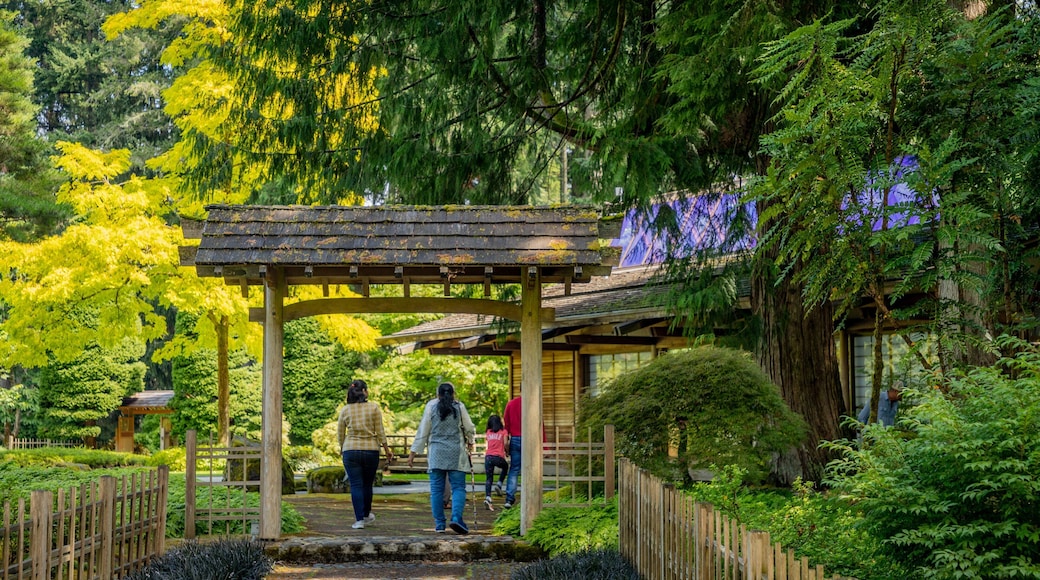 Bloedel Reserve showing a garden as well as a small group of people