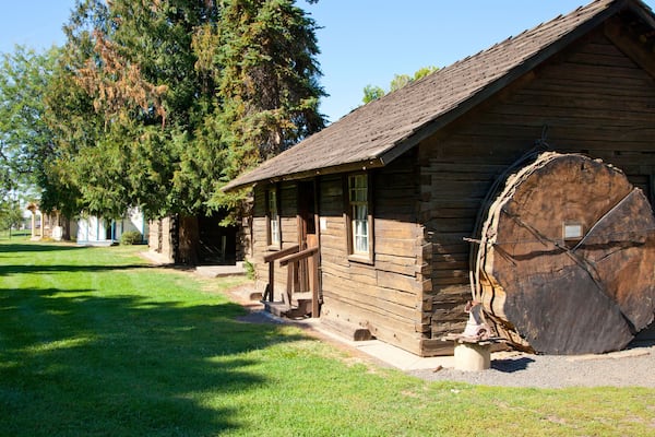 Old cabins at Fort Walla Walla, Washington, USA, 2015.