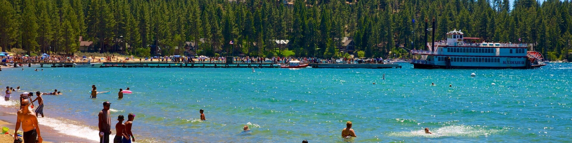 Zephyr Cove Beach which includes swimming, a beach and boating