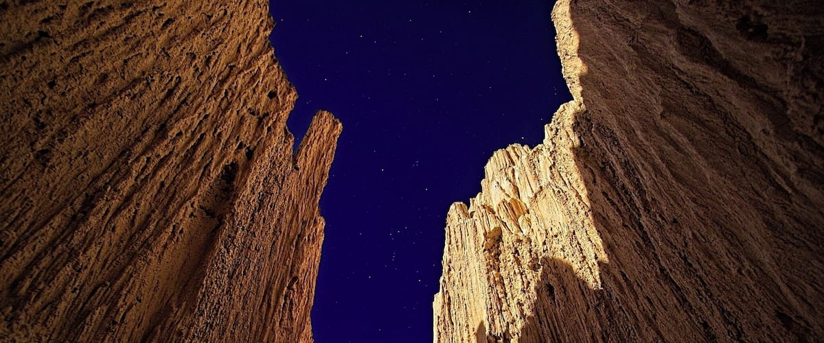 The Snow Moon was so bright that it lit up the slot canyons at Cathedral Gorge State Park as if it were daylight, and made the scene look like it was photographed on another planet. In this shot, looking out towards the night sky, you can spot Orion among the few stars that were bright enough to shine through the moon’s luminosity!
#nevada #travelnevada #desert #hiking #night #stars #astrophotography