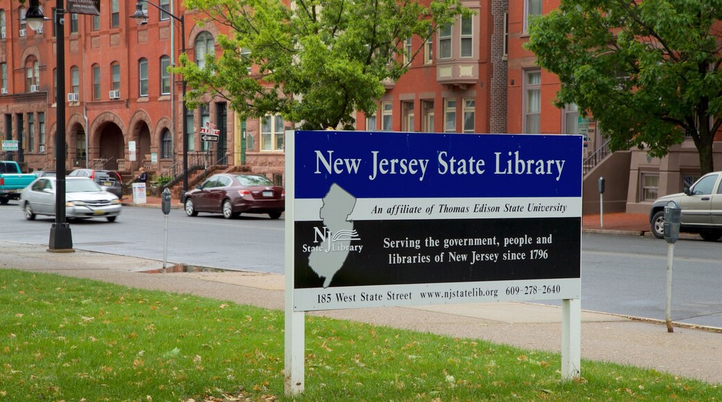New Jersey State Library som viser skilt
