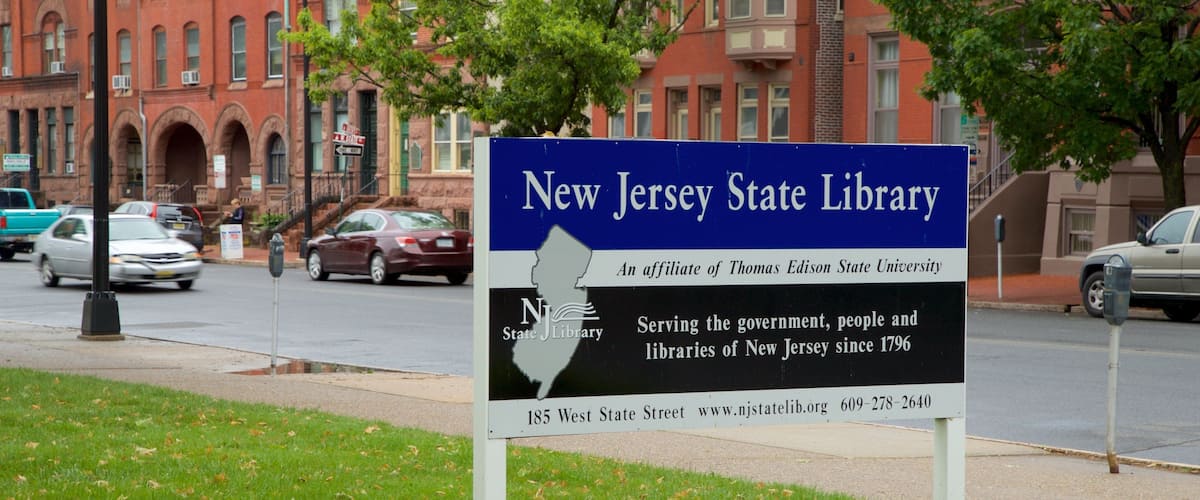 New Jersey State Library which includes signage