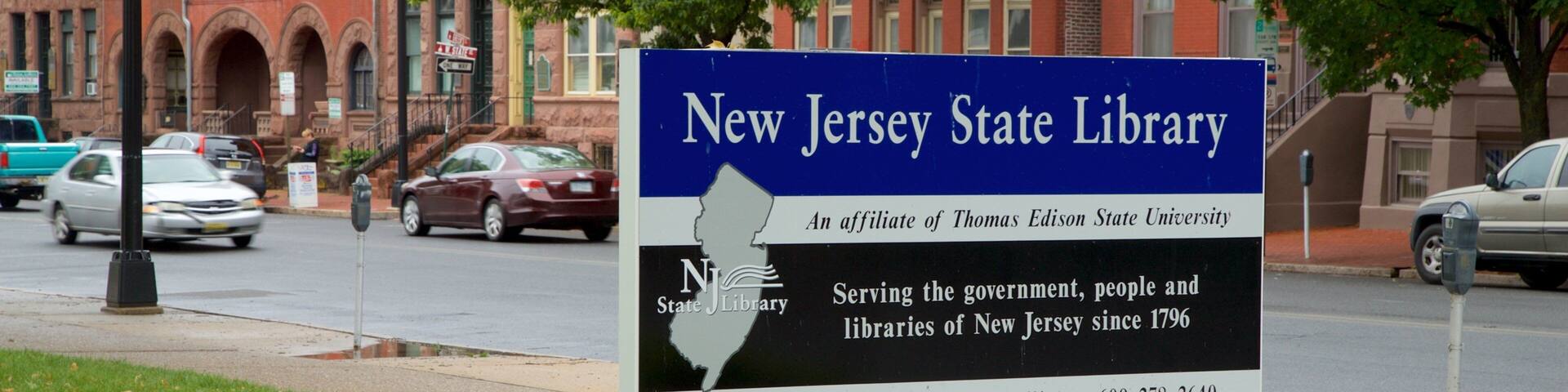 New Jersey State Library which includes signage