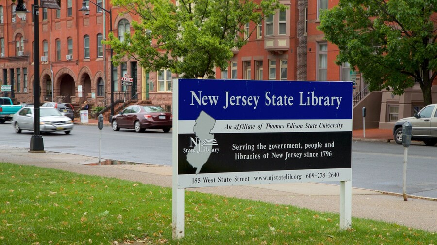 BibliothĂšque d\'Ătat du New Jersey mettant en vedette signalisation