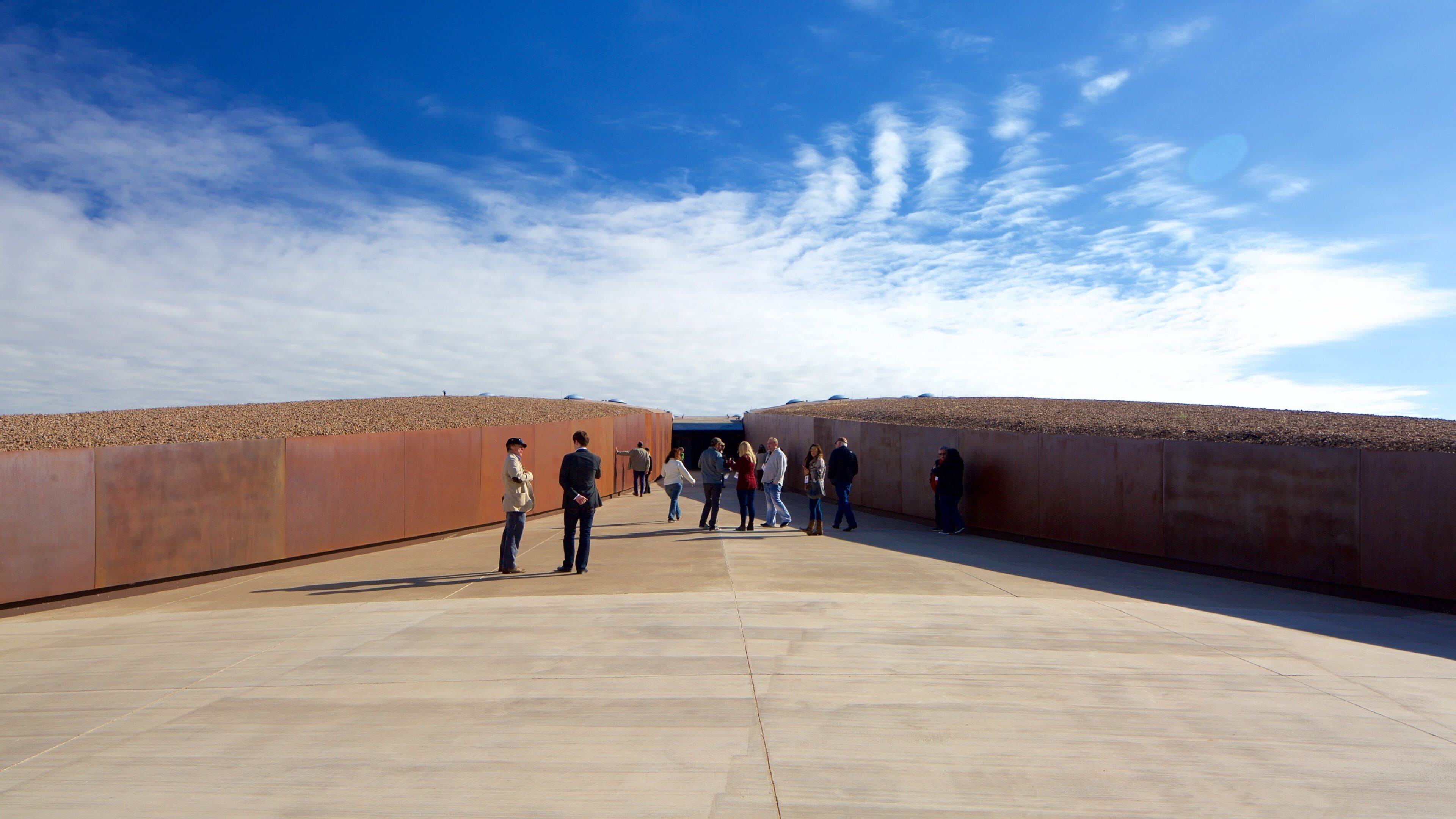 Spaceport America as well as a large group of people