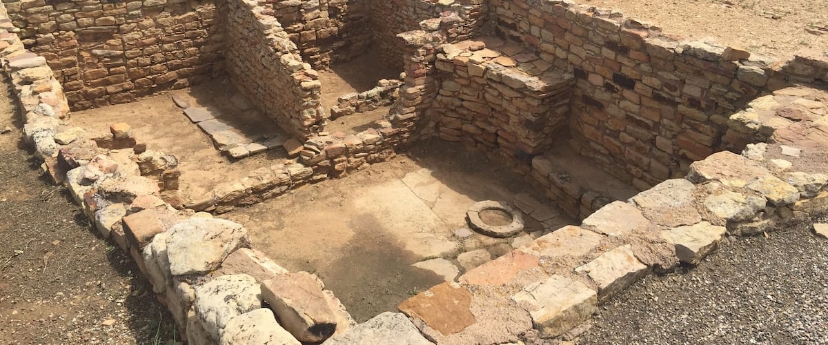 Ancient ruins of dwellings created by early Native peoples remain atop the Mesa of El Morro.