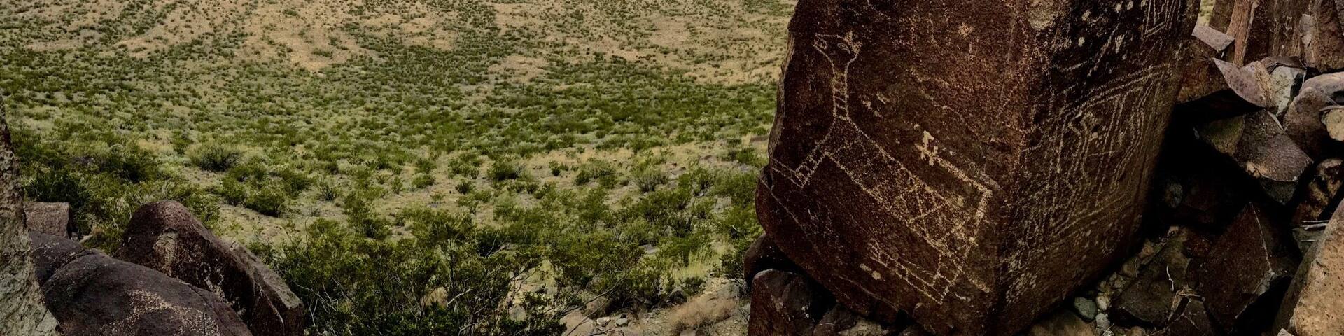 Three Rivers Petroglyphs between the Bosque Del Apache and White Sands. Three Rivers Petroglyphs are apparently thought to be one of the main concentrations of Petroglyphs in North America. Over 20,000 Petroglyphs have been cataloged and still counting. Unlike many other petroglyph sites with large panels on cliffs these petroglyphs cover all the rocks and boulders like carpet of pictures.