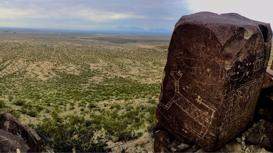 Three Rivers Petroglyphs between the Bosque Del Apache and White Sands. Three Rivers Petroglyphs are apparently thought to be one of the main concentrations of Petroglyphs in North America. Over 20,000 Petroglyphs have been cataloged and still counting. Unlike many other petroglyph sites with large panels on cliffs these petroglyphs cover all the rocks and boulders like carpet of pictures.