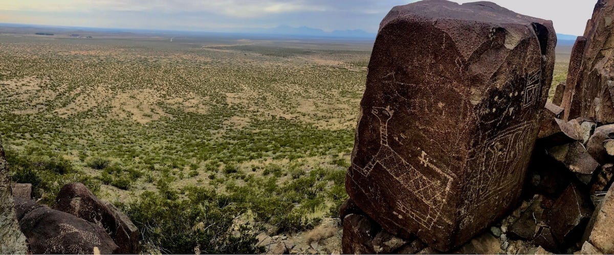 Three Rivers Petroglyphs between the Bosque Del Apache and White Sands. Three Rivers Petroglyphs are apparently thought to be one of the main concentrations of Petroglyphs in North America. Over 20,000 Petroglyphs have been cataloged and still counting. Unlike many other petroglyph sites with large panels on cliffs these petroglyphs cover all the rocks and boulders like carpet of pictures.