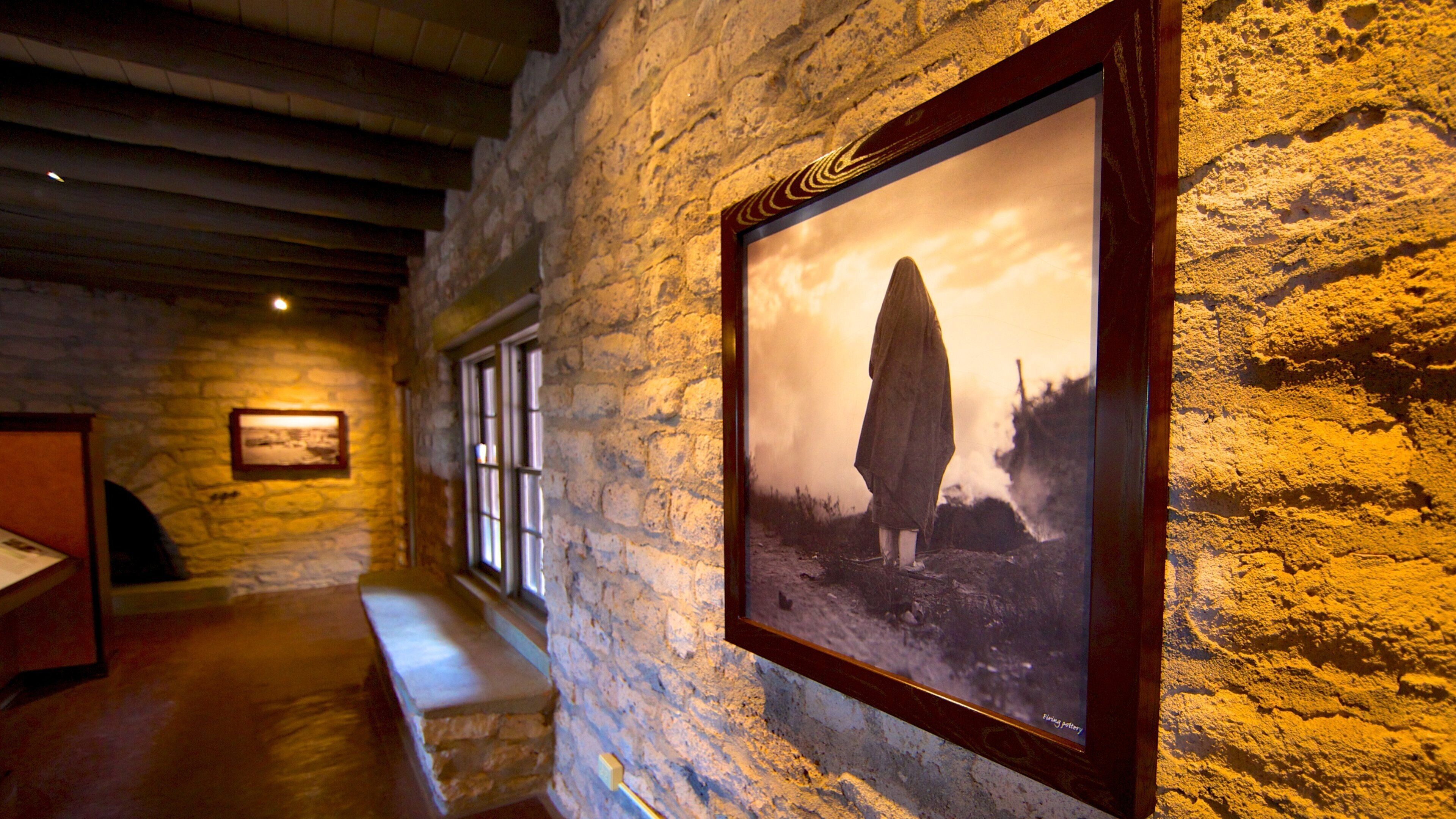 Puye Cliff Dwellings showing interior views and art