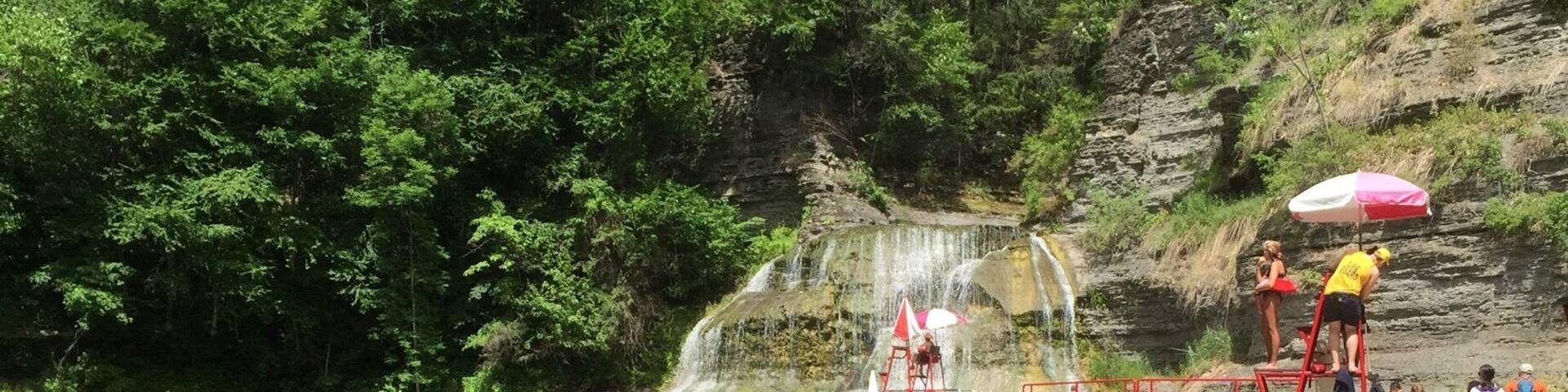 Can swim under the falls.