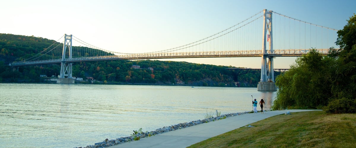 Mid-Hudson Bridge featuring a river or creek, a park and a bridge