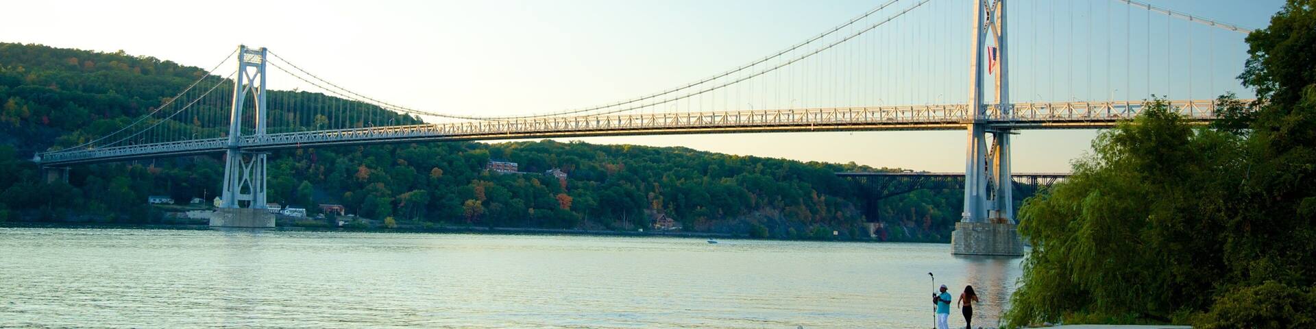 Mid-Hudson Bridge featuring a bridge, a garden and a river or creek