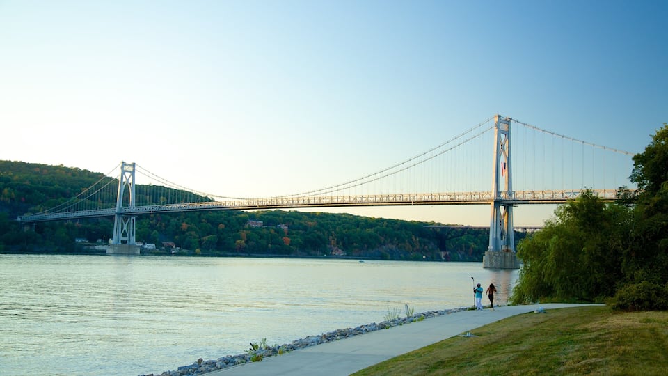 Mid-Hudson Bridge featuring a river or creek, a park and a bridge