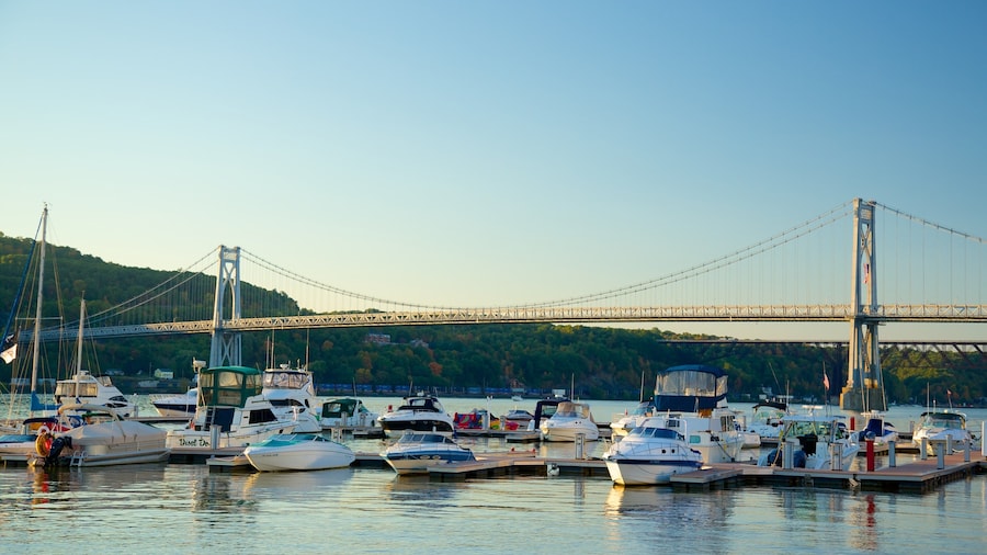 Mid-Hudson Bridge featuring a bridge, a bay or harbour and a river or creek