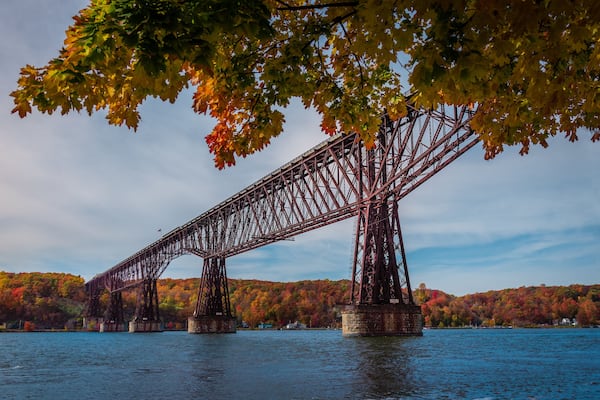 An Autumn view of Cantilever bridge in Walkway Over the Hudson State Historic Park