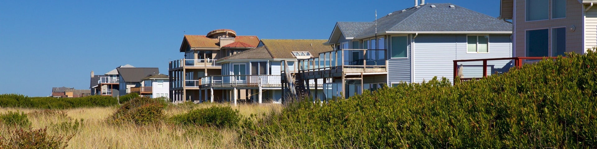 Ocean Shores Beach featuring a coastal town