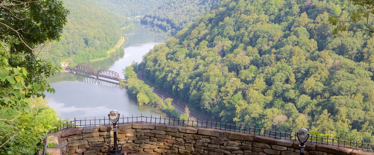 Hawks Nest State Park which includes a river or creek, views and tranquil scenes