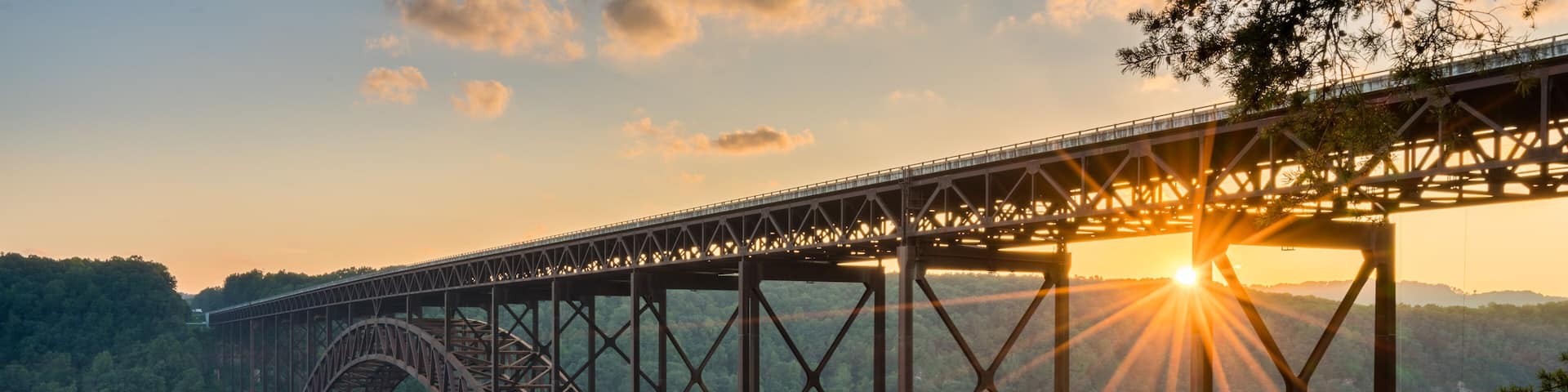 Sunset at the New River Gorge Bridge in West Virginia